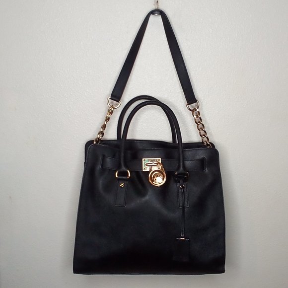 COPY - Michael kors hamelton satchel black stifano leather large. - Picture 2 of 16